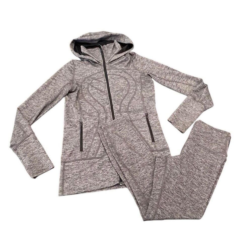 Lululemon Athletica Women's Heather Stride II Jacket & Leggings Set Gray Size 6